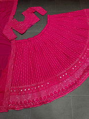 Wonderful Pink Georgette Embroidery with Sequence Work Lehenga Choli