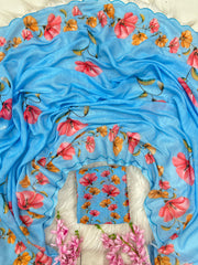 Beautiful Linen Digital Hand Printed Saree