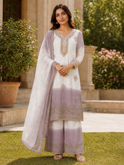 Designer Party-wear Dual Tone Peding Star Georgette Embroidery Work Suit