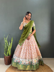Sale South Indian Style Soft Dola Cotton Silk Lehenga Choli