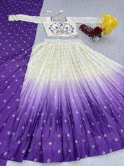 Beautiful Chinon Silk Real Hand Work With Digital Printed Lehenga Choli