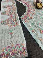 Party-wear Organza Silk Embroidery Sequence Work Lehenga Choli