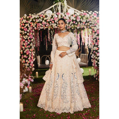 Reception Special Bridal Premium Soft Butterfly Net Multi Thread Embroidery Work Lehenga Choli