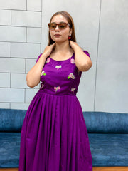 Beautiful Designer Vichitra Silk Beads & Kardana Handwork Gown