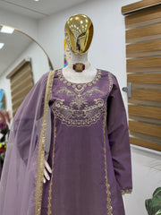 Party-wear Roman Simmer Silk Sequence & Embroidery Work Sharara