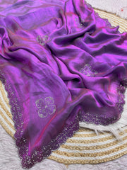 Viral Party-wear Fandy Chiffon Diamond Work Saree