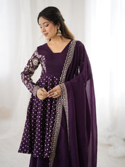 Party-wear Crunchy Silk Embroidery Sequence Work Sharara