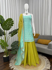 Beautiful Stylish Chinon Silk Sequence With Thread Work Sharara