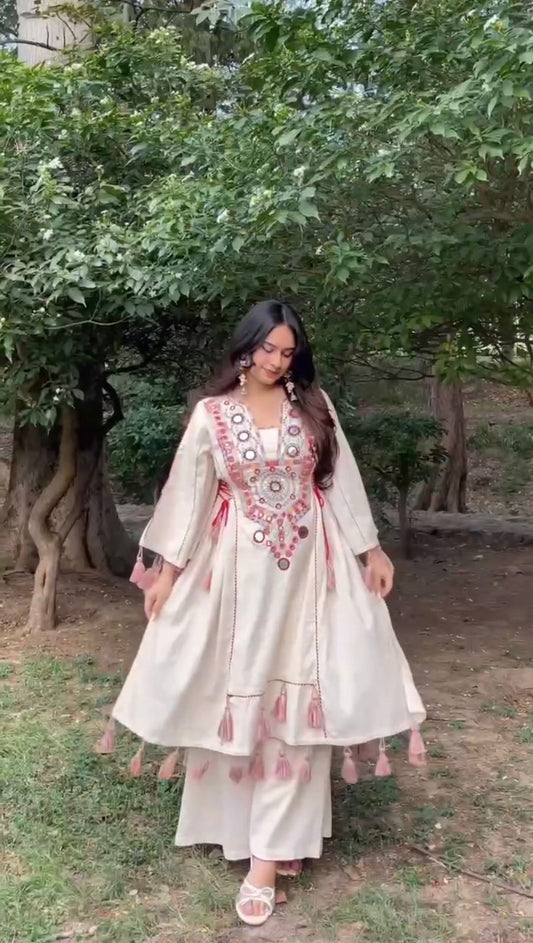 Beautiful Designer Stylish  Peplum & Bell Bottom Set
