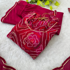 Beautiful Viscous Rayon Bhandhni Kediya Style Sharara