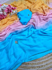 Beautiful Pure Soft Nazbin Chiffon Cut Dana Work Saree