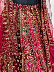 Most Awaited Bridal Special Multi Colored Velvet Diamond Work Lehenga Choli