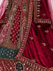 Most Awaited Bridal Special Multi Colored Velvet Diamond Work Lehenga Choli