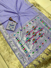 Beautiful Khadi Row Silk Muniya Border Paithani Rich Zari Weaving Pallu Saree