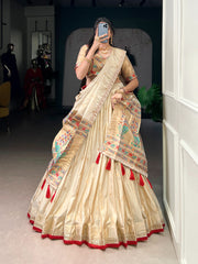 Traditional Art Woven In Gold Paithani Style Lehenga Choli