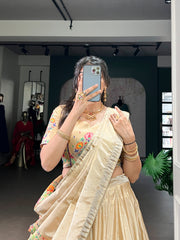 Traditional Art Woven In Gold Paithani Style Lehenga Choli