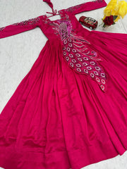 Party-wear Vichitra Silk Embroidery Sequence Work gown