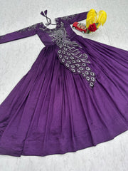 Party-wear Vichitra Silk Embroidery Sequence Work gown