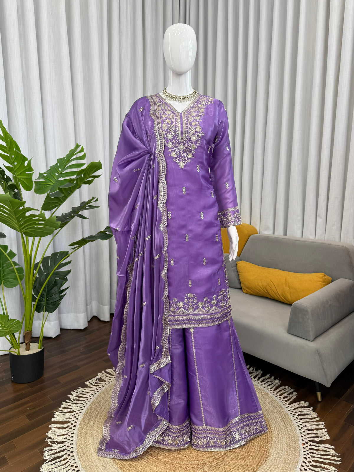 Elegant Ethnic Wear Jimmy Choo Thread With Sequence Work Suit