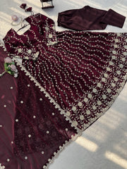 Beautiful Trending Fendy Silk Thread With Sequence Work Gown