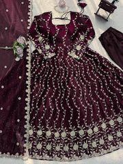 Beautiful Trending Fendy Silk Thread With Sequence Work Gown