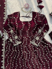 Beautiful Trending Fendy Silk Thread With Sequence Work Gown