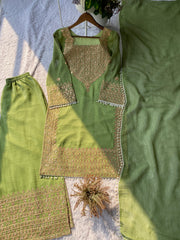 Wedding Special Crunchy Cording With sequence Embroidery Work Palazzo Set