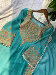 Wedding Special Crunchy Cording With sequence Embroidery Work Palazzo Set