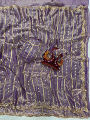 Party-wear Soft Space Silk Sequence Embroidery Work Saree