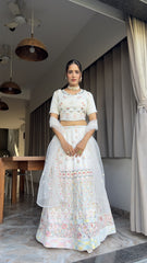 Trending Premium Georgette Embellished With Beautiful Heavy Thread Embroidery Work  Lehenga Choli