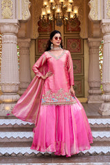 Festive Special Pure Fendy Silk Embroidery Beads Handwork & Sequence Work Top With Lehenga