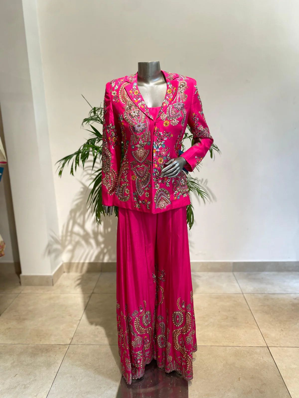 Trendy Stylish Chinon Silk Sequence Embroidery Work Three Piece Set