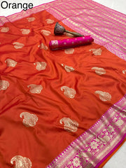 Beautiful Pure Banarasi Silk With Golden Zari Weaving Saree