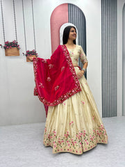Festival Special Embroidery Thread & Sequence Work Lehenga  With Stitched Blouse