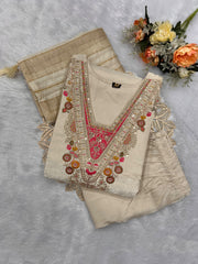 Beautiful Roman Silk Embroidery Sequence Work Salwar suit