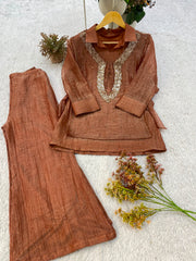 Festive Special Salsa Silk Co-Ord Set With Shrug