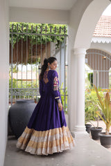 Party-wear Rayon With Kutchi Gamthi Thread Work Gown