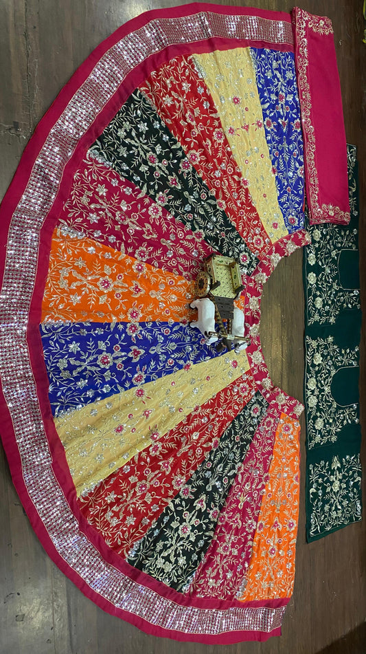 Royal Multi Colour Flared Faux Georgette Work Lehenga Choli
