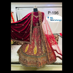 Bridal Special Velvet Zarkan Diamond Work Lehenga Choli