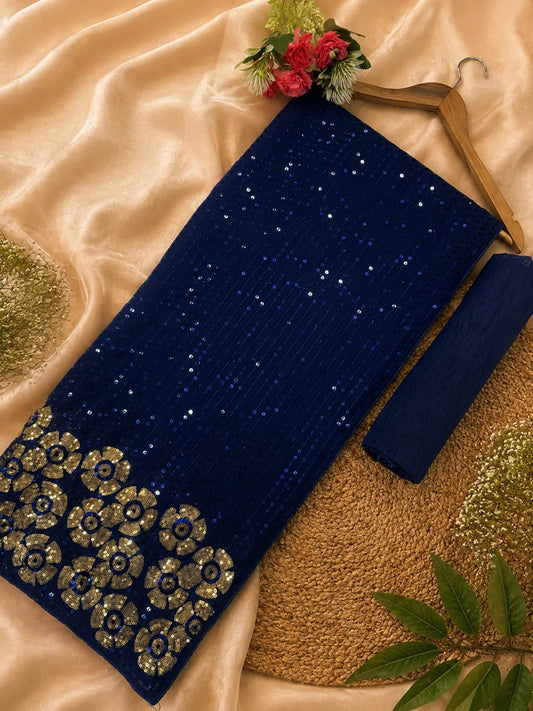 Party-wear Georgette Bollywood Style Sequence Embroidery Work Saree