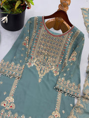 Party-wear Georgette Coding With Embroidery Sequence Work Suit