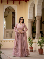 Perfect Wedding Special Georgette Thread Zari Sequence Embroidery Work Lehenga Choli