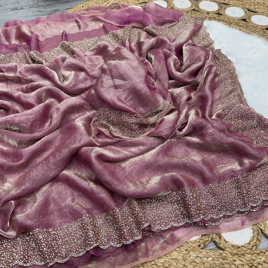Beautiful Trending Space Silk Zarkhan Work Saree