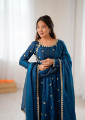 Party-wear Fendy Silk Coding With Sequence Work Gown