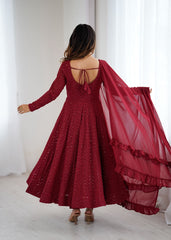 Beautiful Lukhnowi Georgette Sequence Work Anarkali Suit