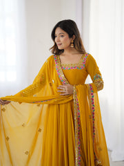 Festival Special Georgette Multi Thread Embroidery & Sequence Work Gown