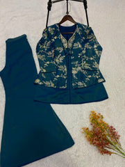 Trendy Coss-Moss Sequence Embroidery Work Co-ord Set