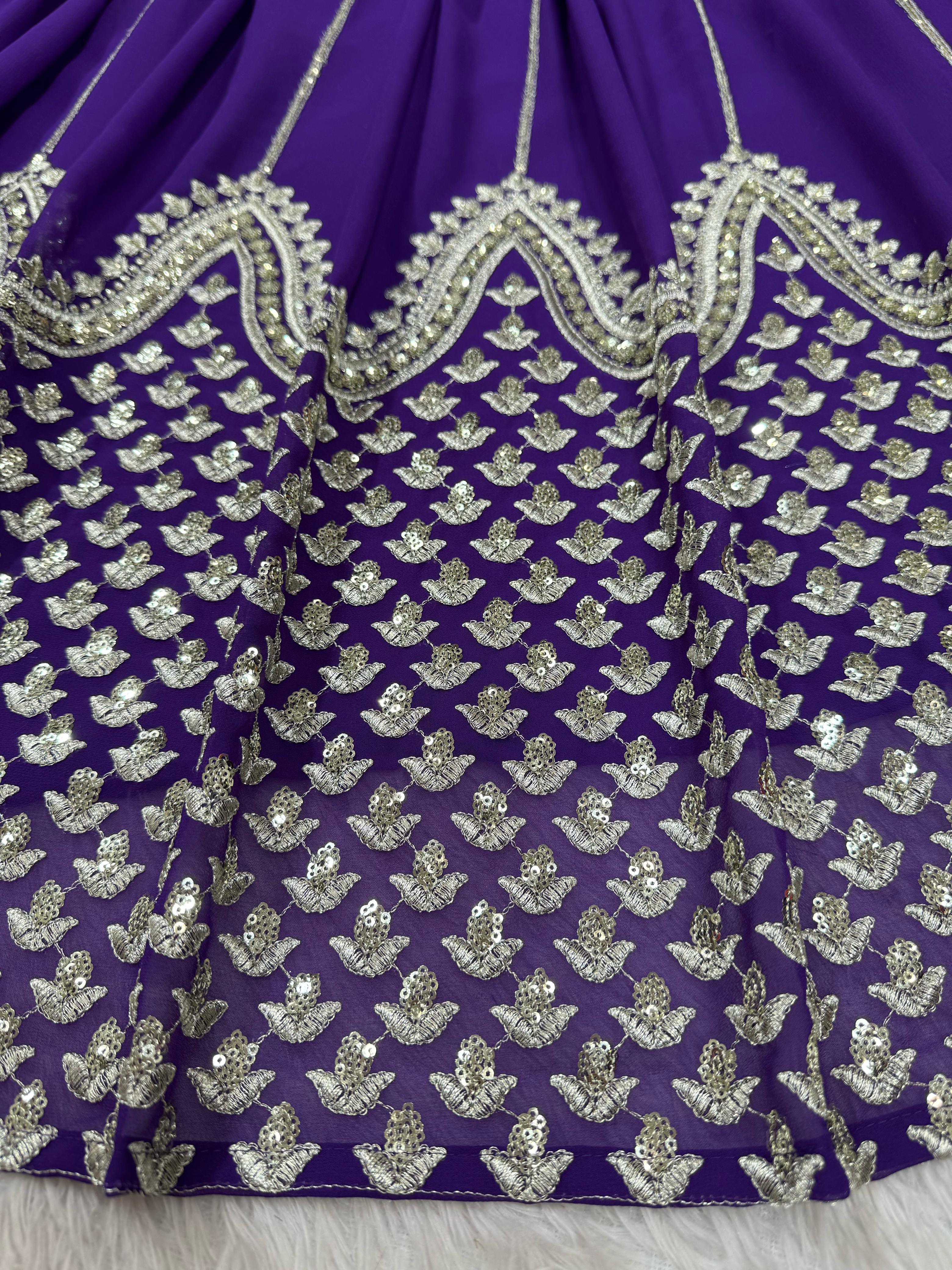 Wedding Special Purple Georgette Thread With Sequence Work Lehenga Choli