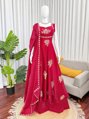 Elegant Fendy Silk Thread Sequence Work Gown
