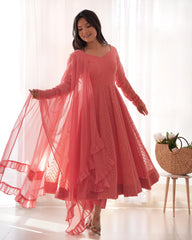 Beautiful Lukhnowi Georgette Sequence Work Anarkali Suit